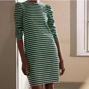 Boden Imogene Breton Dress Green & White Stripe Size 10 Reg Classic Minimalist